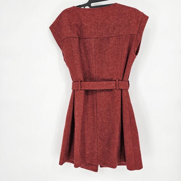 Anthropologie Tabitha Blustery Days Wool Blend Vest Dress Jacket Rust 8 MSRP$148 - Picture 3 of 9